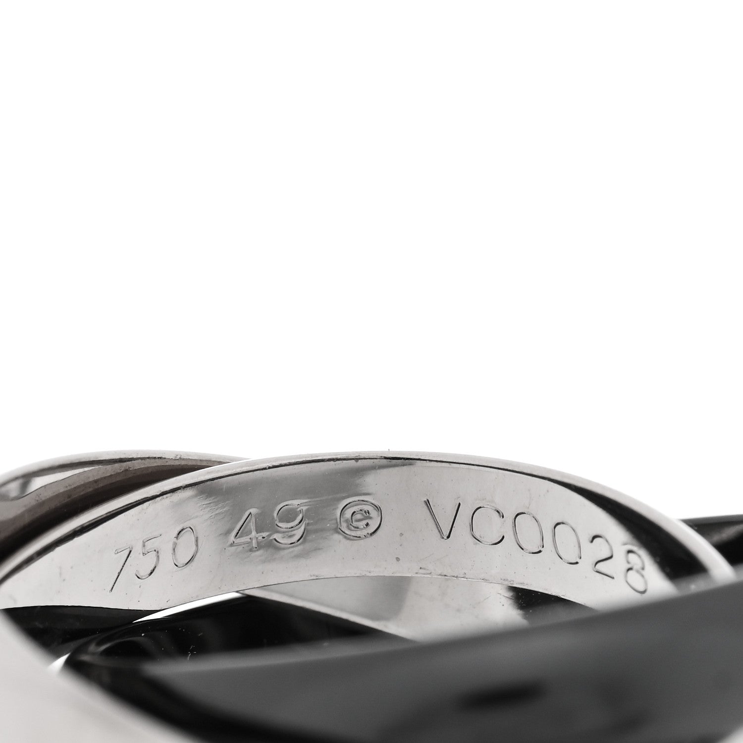 Cartier 18K White Gold Black Ceramic Trinity Ring 49 4.75 4 of 4