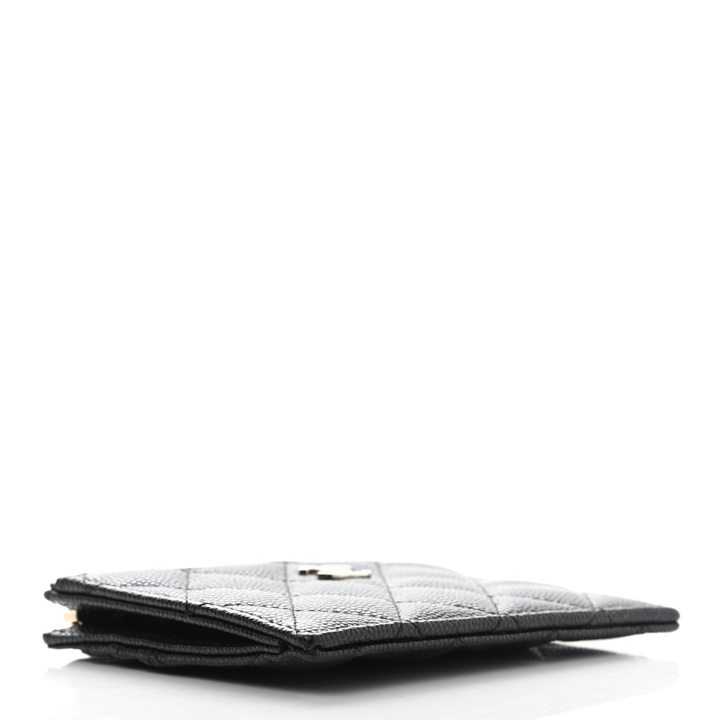 Caviar Quilted CC Zip Card Holder Black