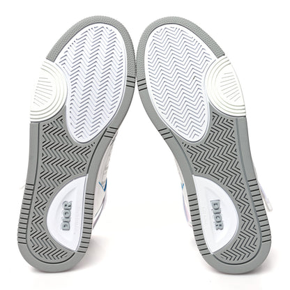 Christian Dior Smooth Calfskin Oblique Galaxy Perforated Mens B27 Mid Top Sneakers 42 Beige Blue 5 of 8