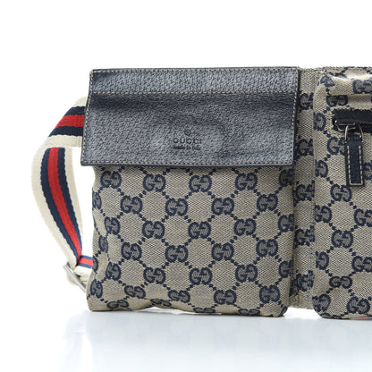 Gucci GG Monogram Web Double Pocket Belt Bag Navy 10 of 12