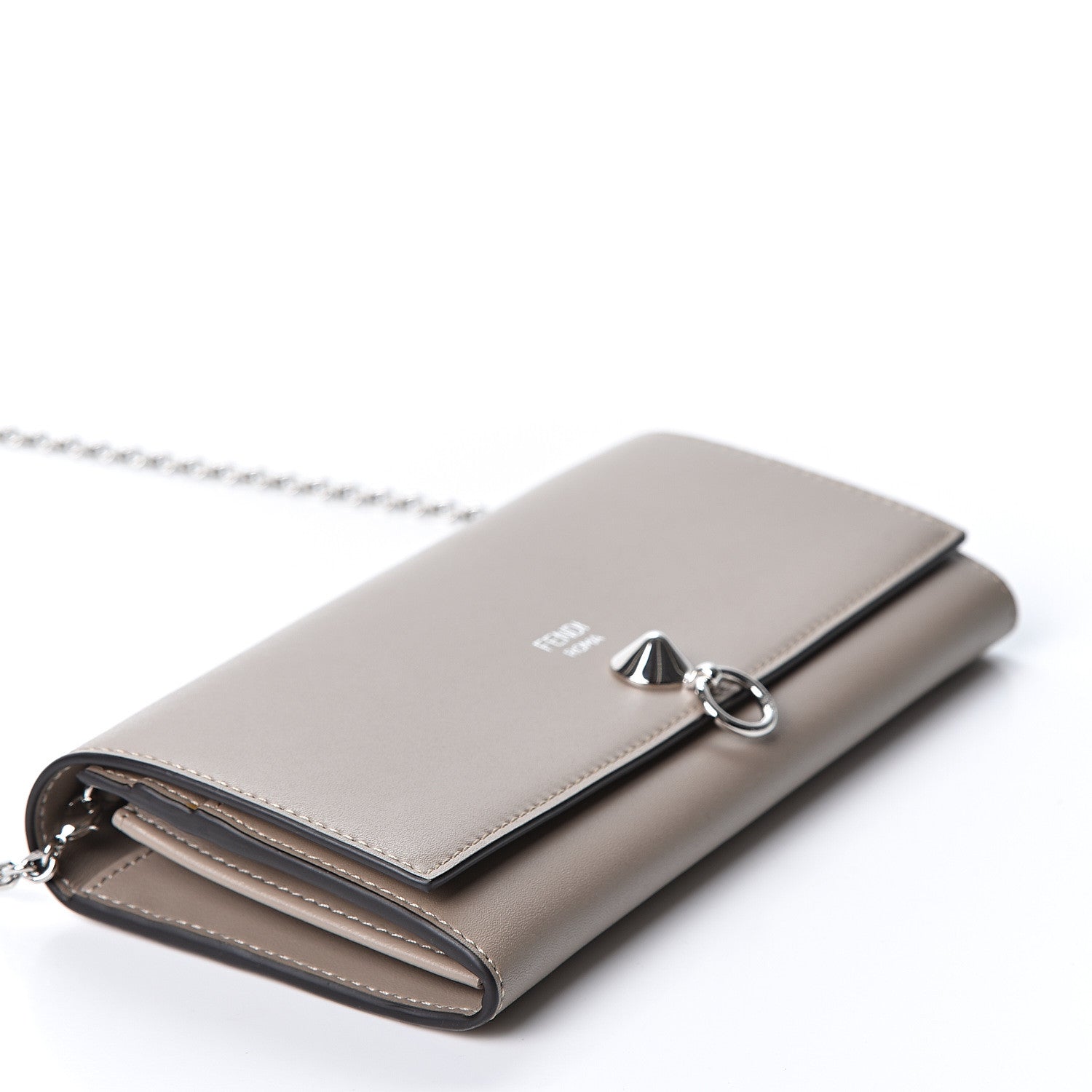 Fendi Vitello Liberty Century Lucido By The Way Continental Wallet On Chain Tortora 3 of 9