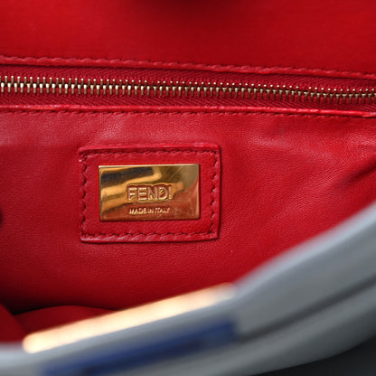 Fendi Nappa Colorblock Mini Peekaboo Iconic Satchel Grigio Chiaro Fragola Blue 6 of 9