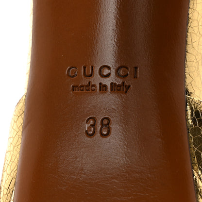 Gucci Metallic Calfskin Open Toe Ankle Strap Pumps 38 Gold 8 of 11