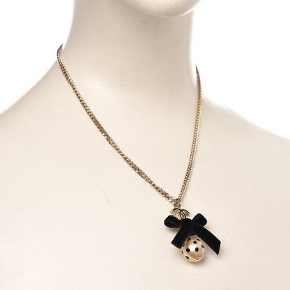 Chanel Enamel CC Bow Necklace Gold Black 2 of 5