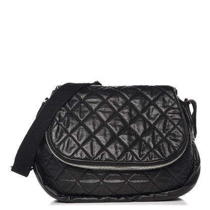 Chanel Coated Canvas Quilted Expandable Messenger Black 1 of 9
