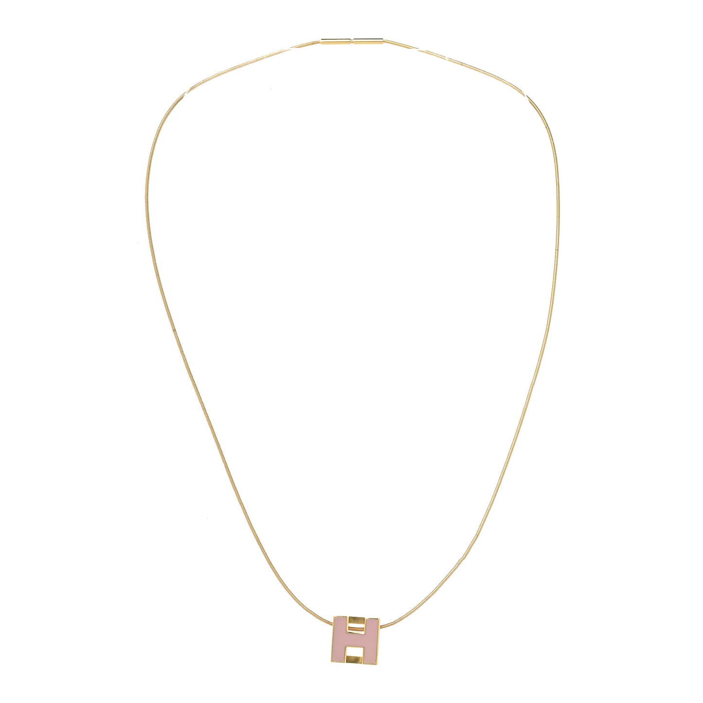 Gold Lacquered Cage d'H Pendant Necklace Rose Dragee