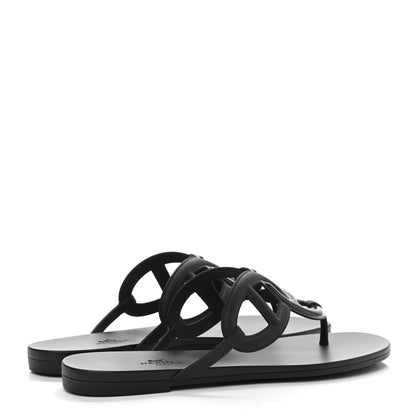Hermes Rubber Womens Egerie Sandals 41 Black 4 of 8