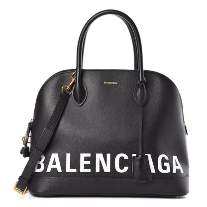Balenciaga Signature Grained Calfskin Logo M Ville Top Handle Bag Black 1 of 12