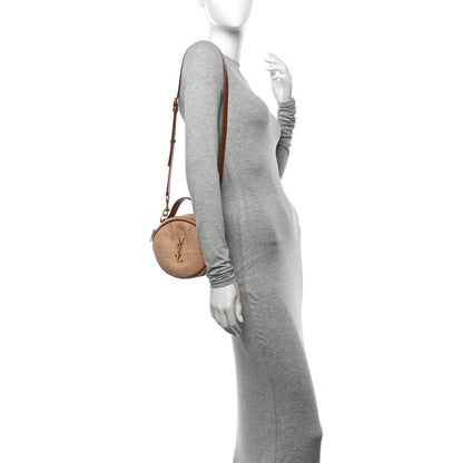 Saint Laurent Raffia Calfskin Round Camera Bag Golden Ecru Brick 2 of 11