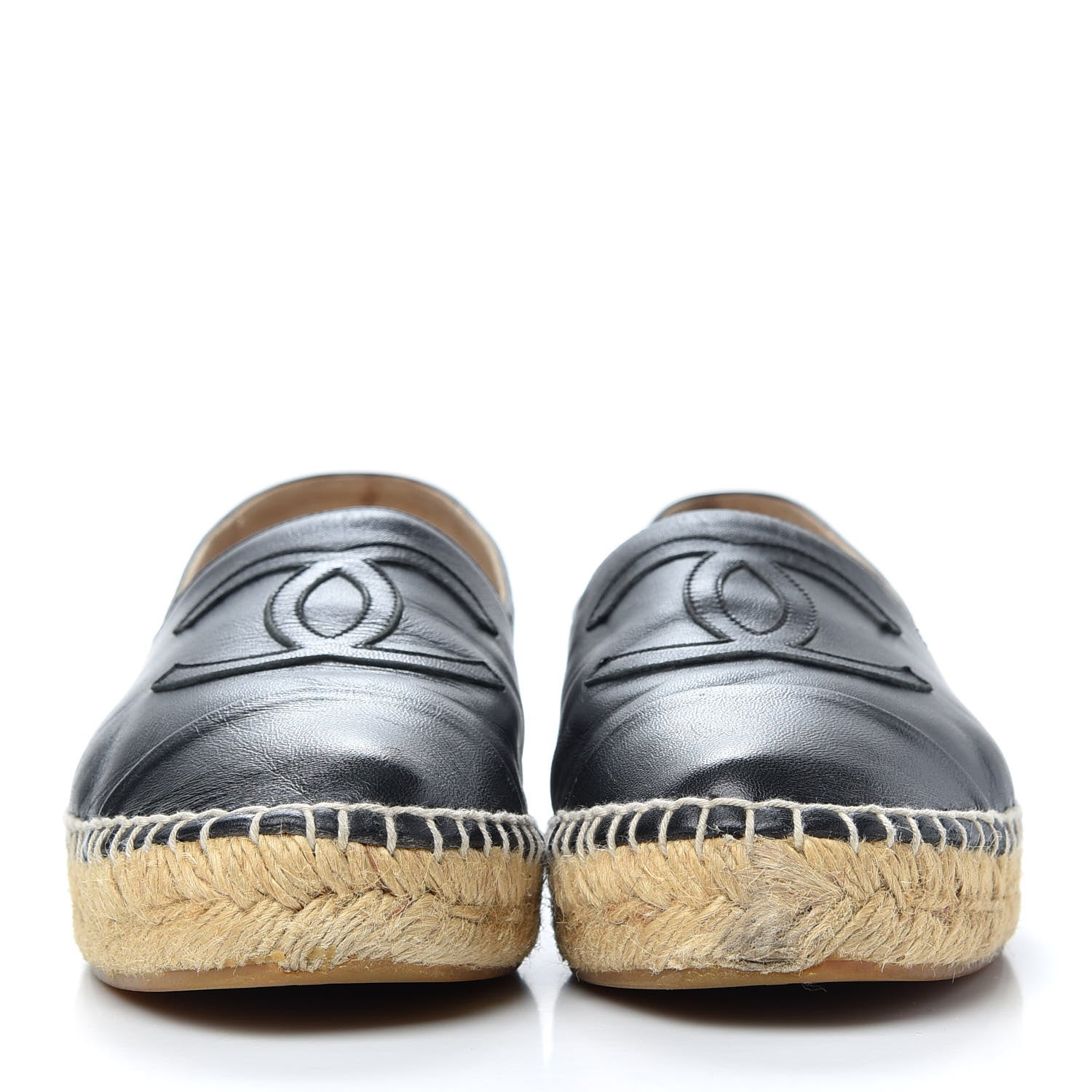 Chanel Lambskin CC Espadrilles 38 Black 2 of 11