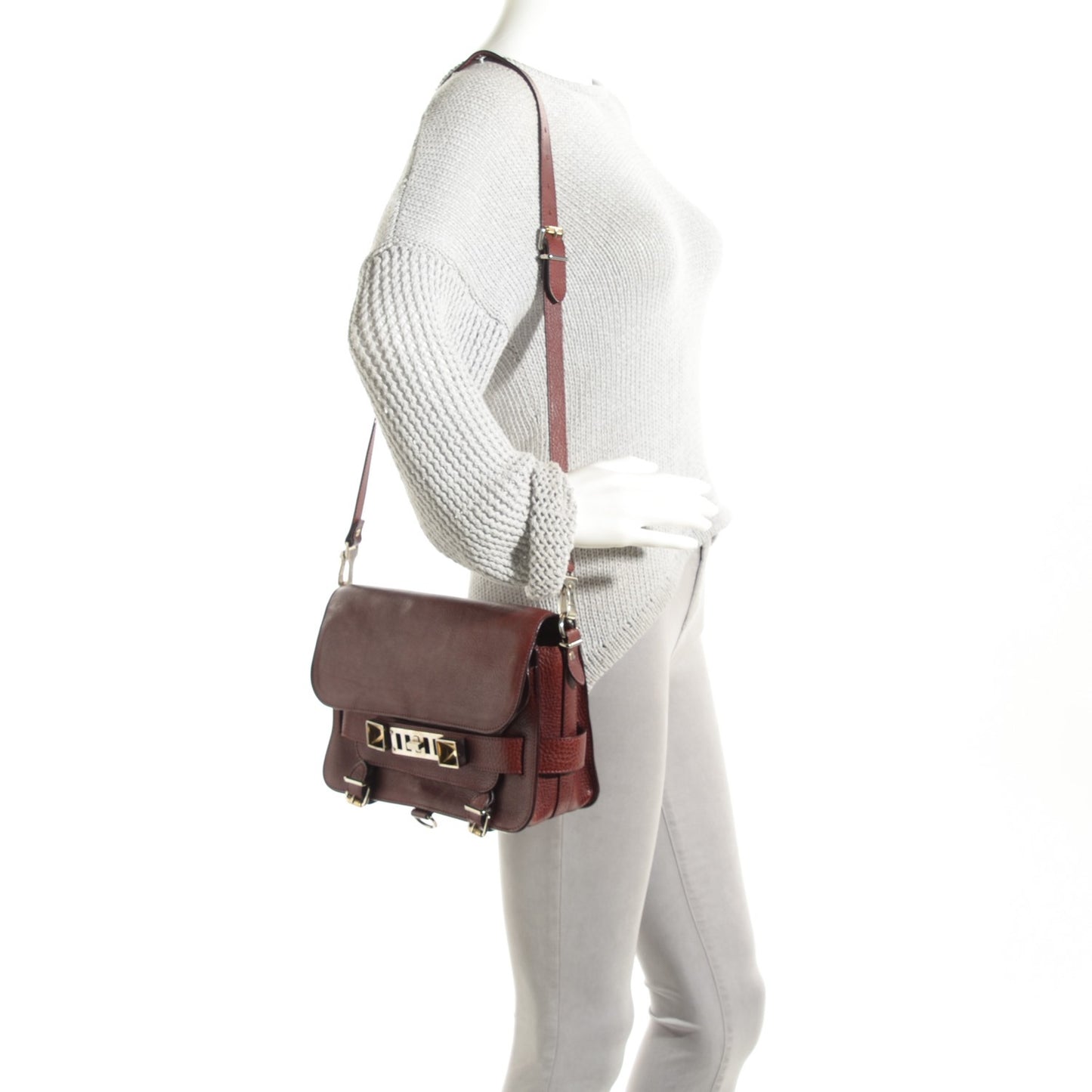 Calfskin PS11 Classic Shoulder Bag Burgundy