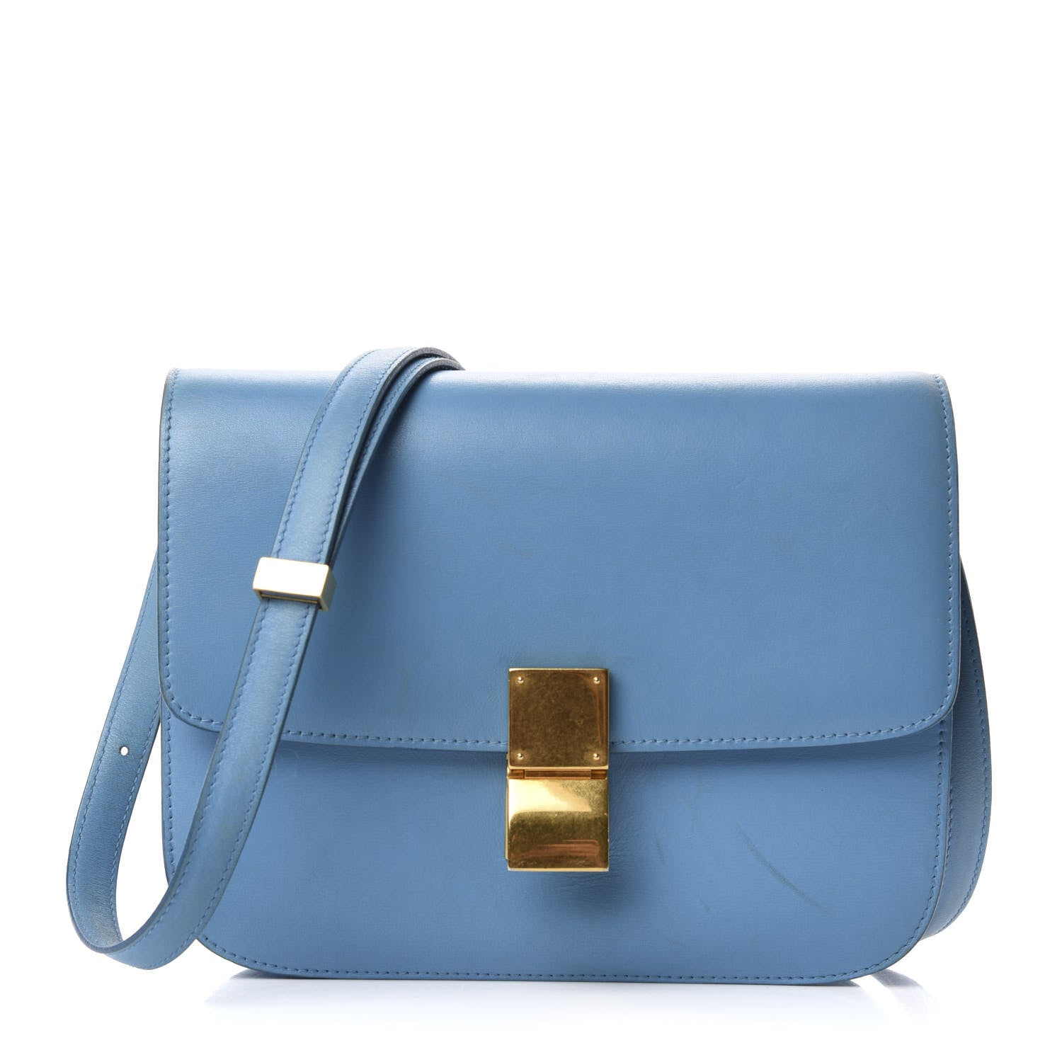 Celine Box Calfskin Medium Classic Box Flap Bag Blue 1 of 13