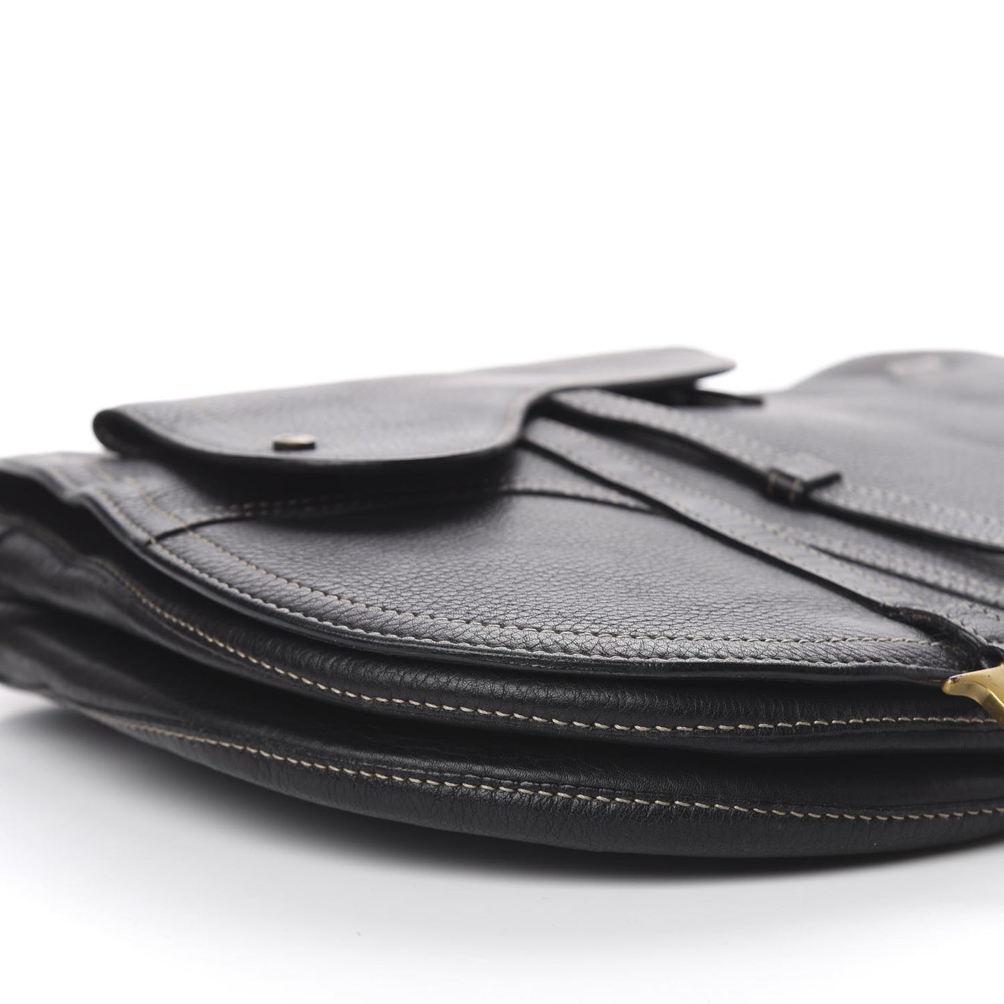 Calfskin Baudrier Saddle Bag Black