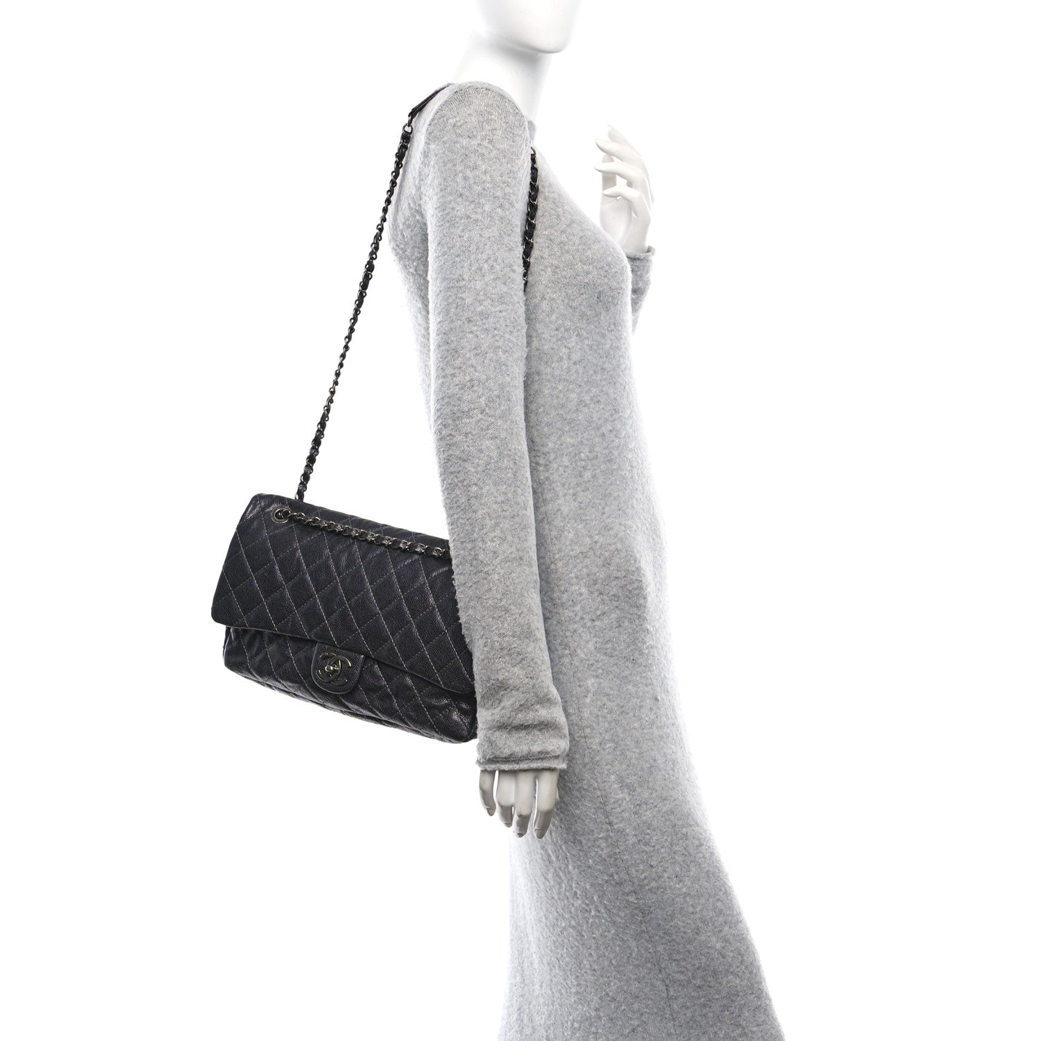 Chanel Iridescent Caviar Quilted Jumbo Easy Flap Grey 2 of 11