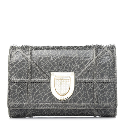 Christian Dior Ceramic Effect Deerskin Cannage Diorama Elancee Wallet Dark Grey 1 of 7