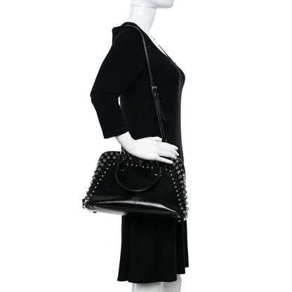 Prada Saffiano Vernice Small Crystal Pyramid Bag Black 2 of 16