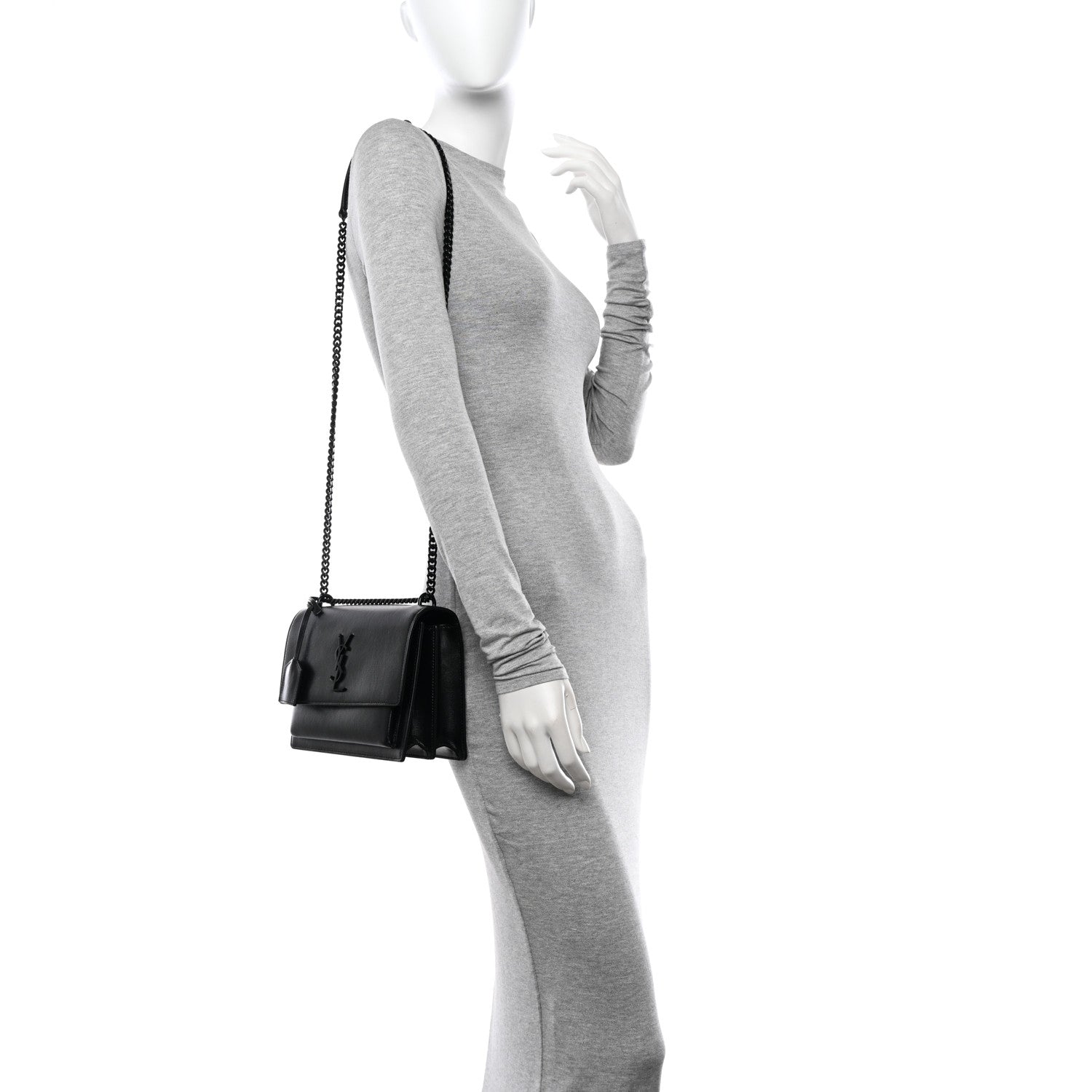 Saint Laurent Calfskin Medium Monogram Monochrome Sunset Black 2 of 13