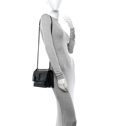 Saint Laurent Calfskin Medium Monogram Monochrome Sunset Black 2 of 13
