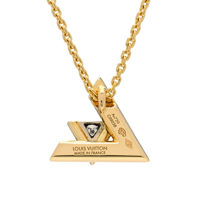 Louis Vuitton 18K Yellow Gold Diamond Small LV Volt One Pendant Necklace 4 of 4
