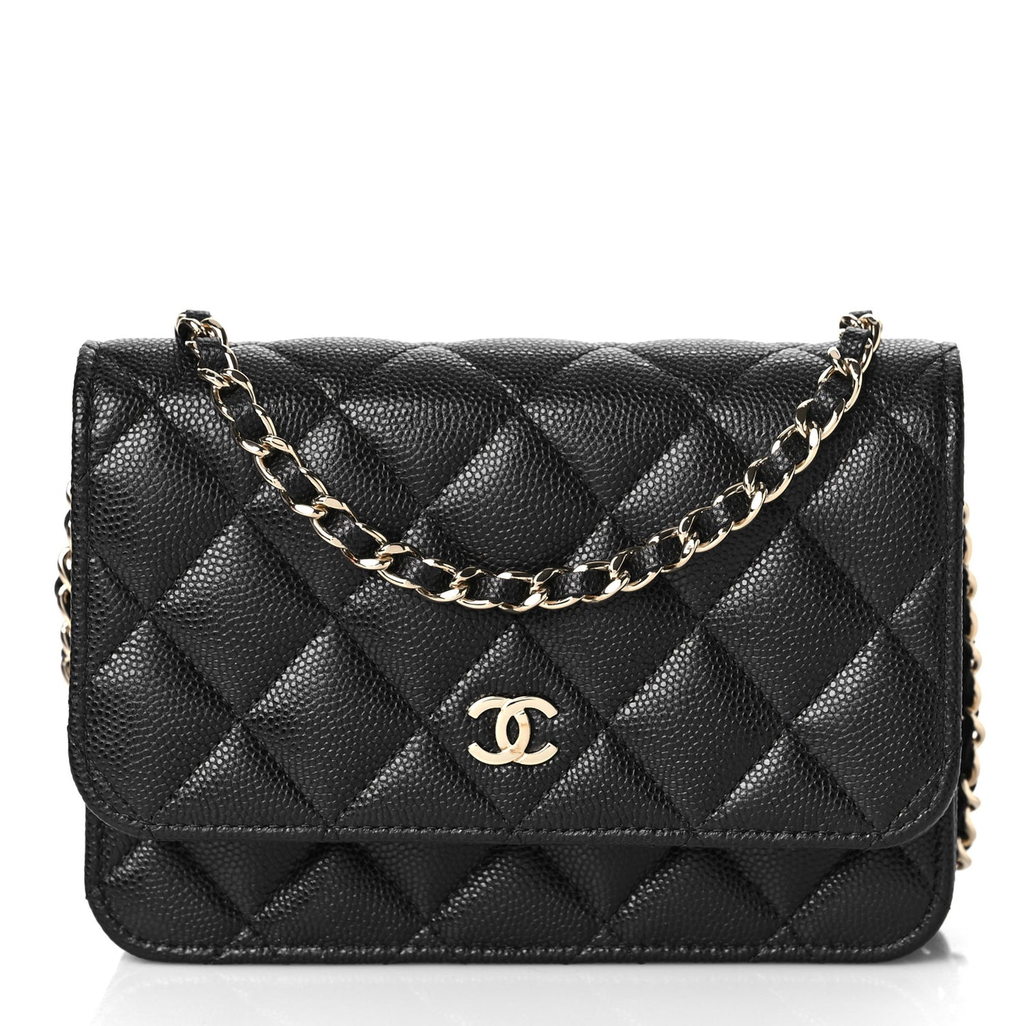 Caviar Quilted Mini Wallet On Chain WOC Black