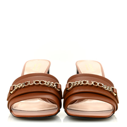 Gucci Calfskin Signoria 75mm Slide Sandals 39 Harness Brown 3 of 10