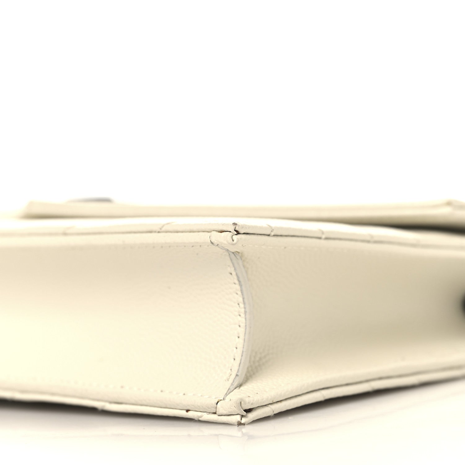 Saint Laurent Grain De Poudre Matelasse Chevron Monogram Envelope Chain Wallet Dove White 9 of 11