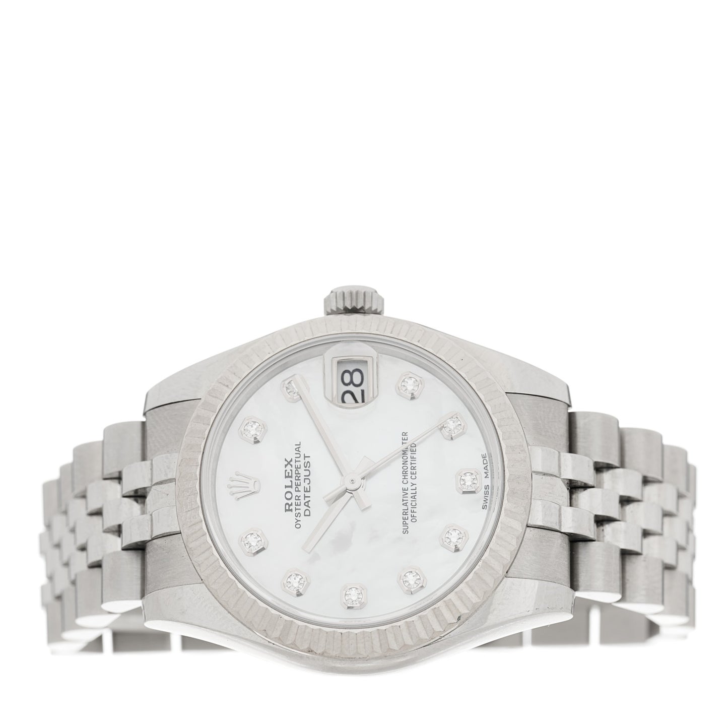 Stainless Steel 18K White Gold Diamond Mother of Pearl 31mm Oyster Perpetual Datejust Watch 178274