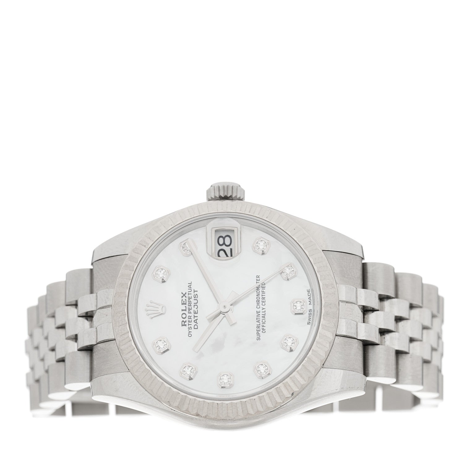 Rolex Stainless Steel 18K White Gold Diamond Mother of Pearl 31mm Oyster Perpetual Datejust Watch 178274 2 of 4