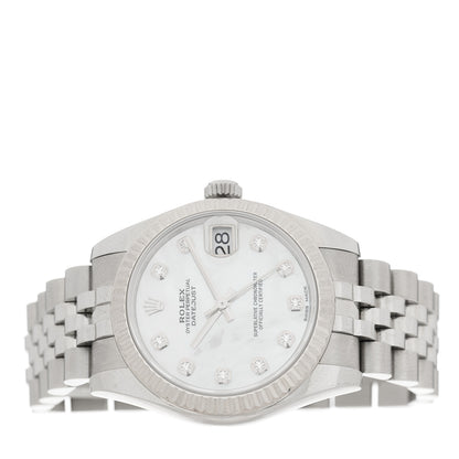Rolex Stainless Steel 18K White Gold Diamond Mother of Pearl 31mm Oyster Perpetual Datejust Watch 178274 2 of 4