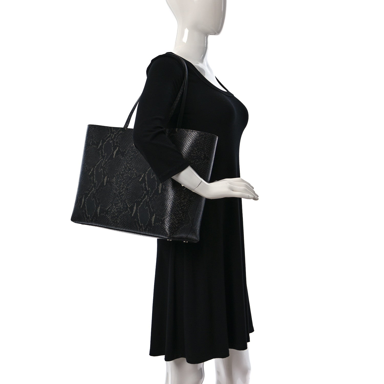 Jimmy Choo Snakeskin Embossed Calfskin JC Tote Anthracite 2 of 11