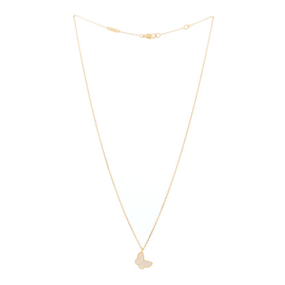 Van Cleef & Arpels 18K Yellow Gold Mother of Pearl Sweet Alhambra Butterfly Pendant Necklace 2 of 5