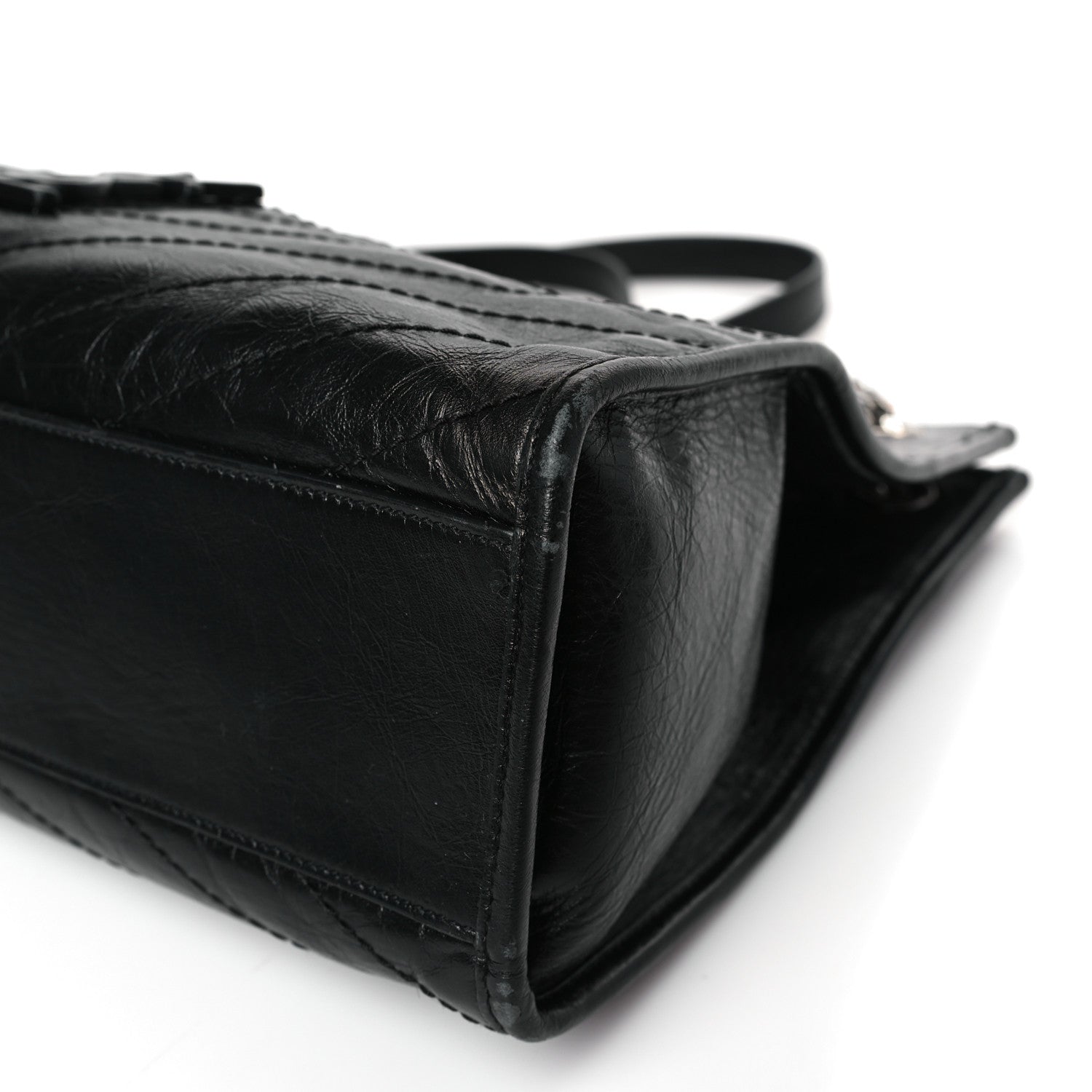 Saint Laurent Crinkled Calfskin Matelasse Monogram Medium Niki Shopper Tote Black 9 of 10