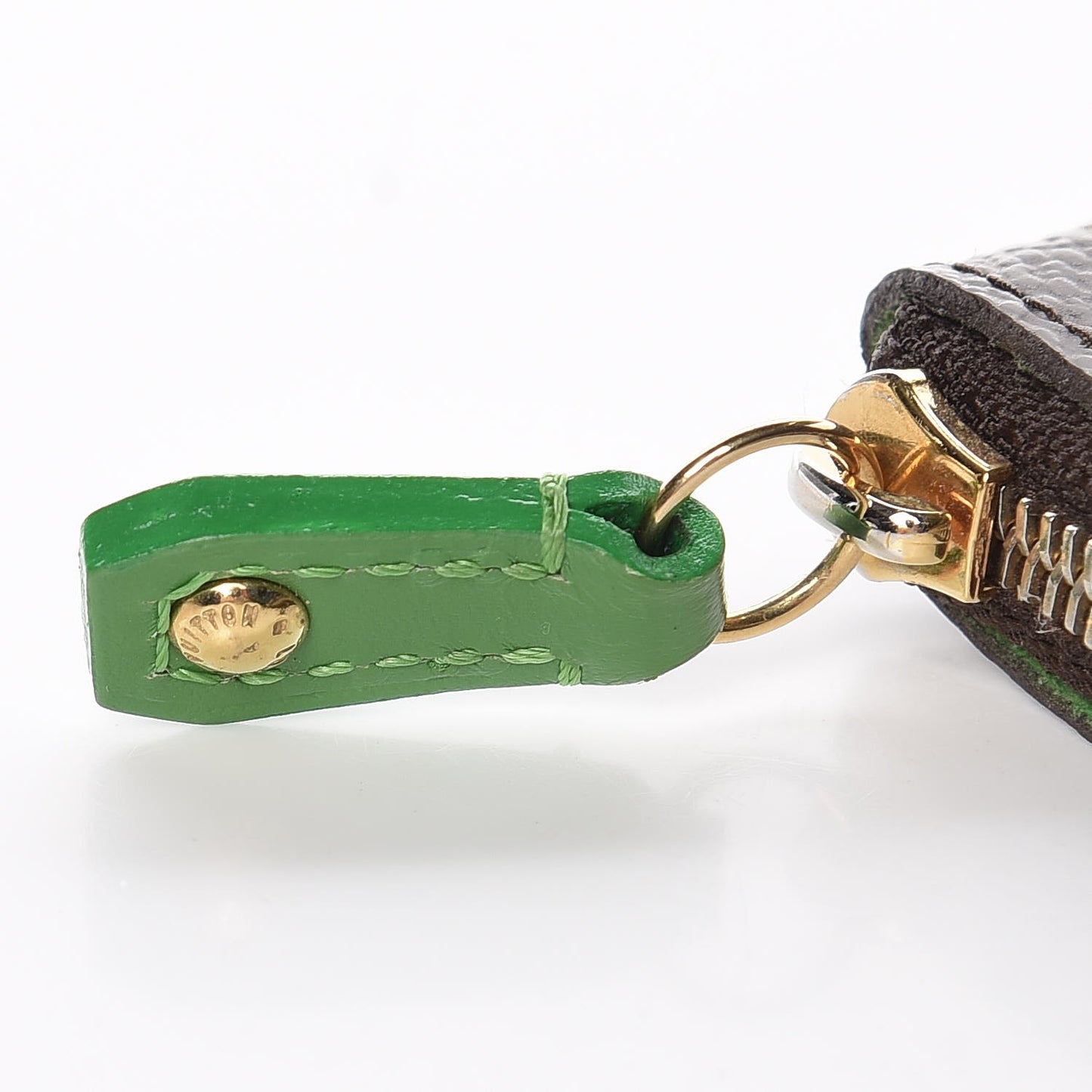 Monogram Perforated Key Pouch Green