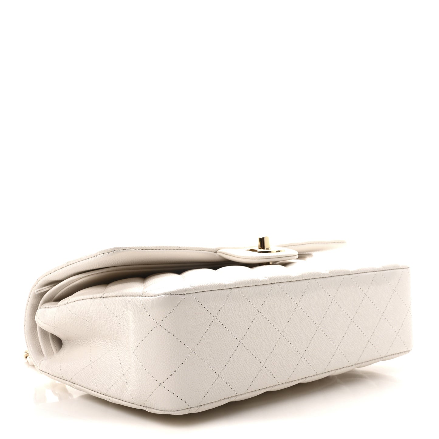 Caviar Quilted Medium Double Flap White