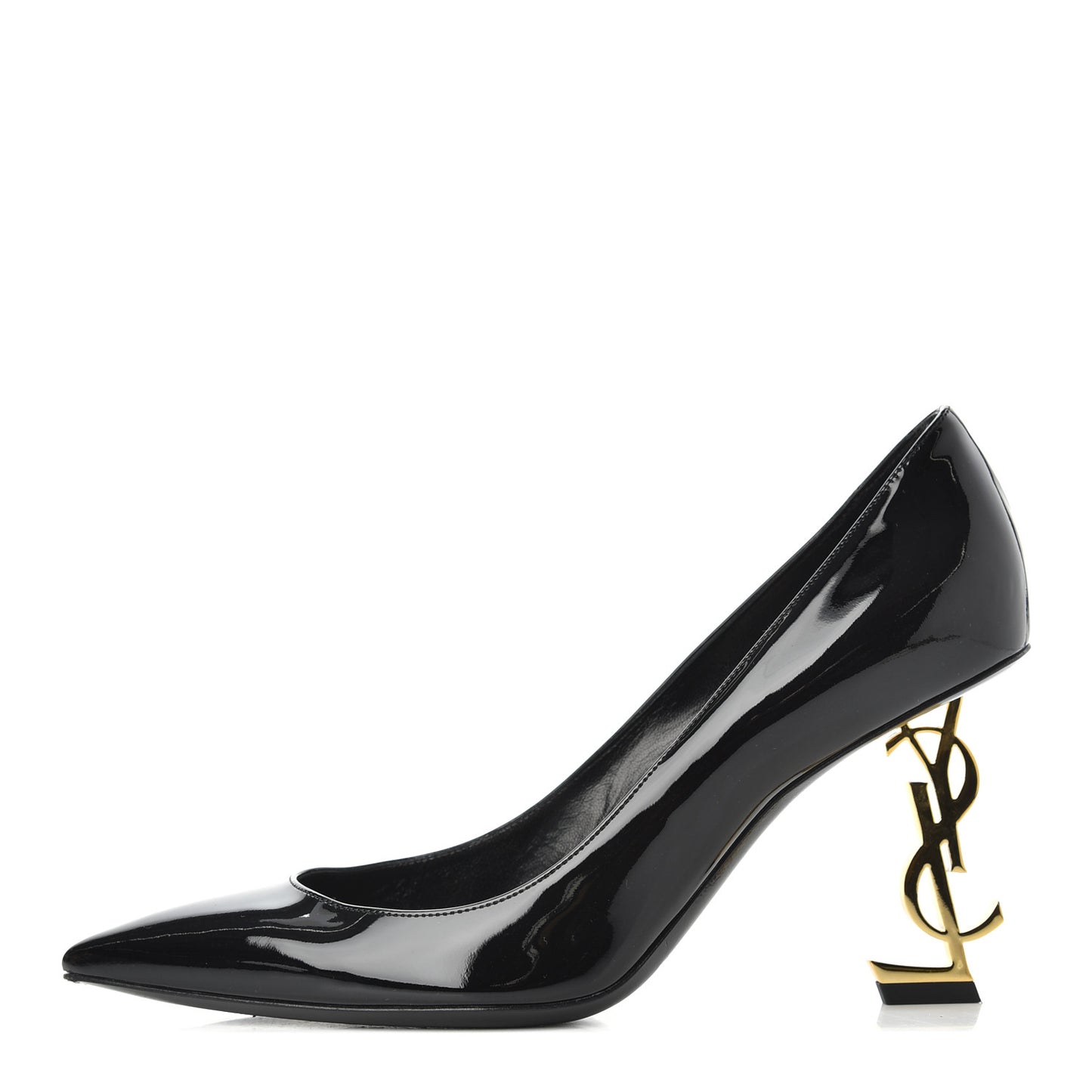 Patent Calfskin Opyum 85 Pumps 37.5 Black Gold