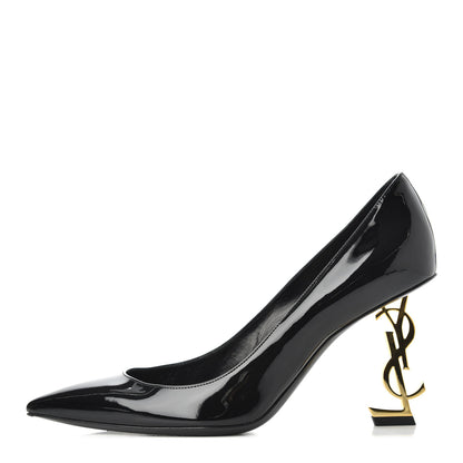 Saint Laurent Patent Calfskin Opyum 85 Pumps 37.5 Black Gold 1 of 10