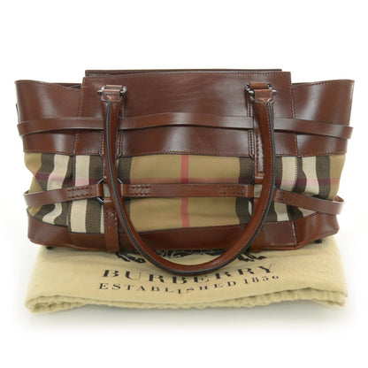 Burberry House Check Bridle Calfskin Kent Bag Dark Tan 3 of 9
