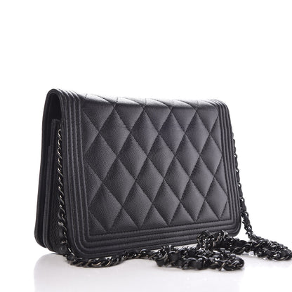 Chanel Caviar Quilted Boy Wallet On Chain WOC So Black 4 of 11