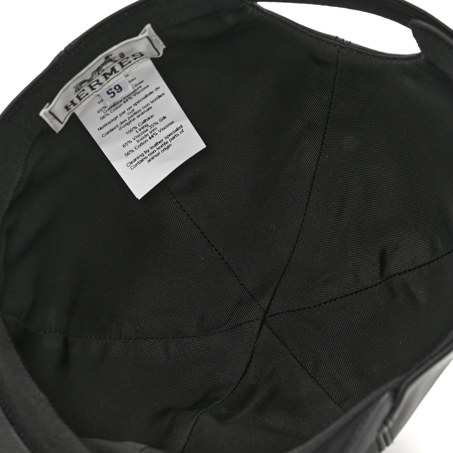 Hermes Newton Calfskin Riley Cap 59 Black 7 of 10