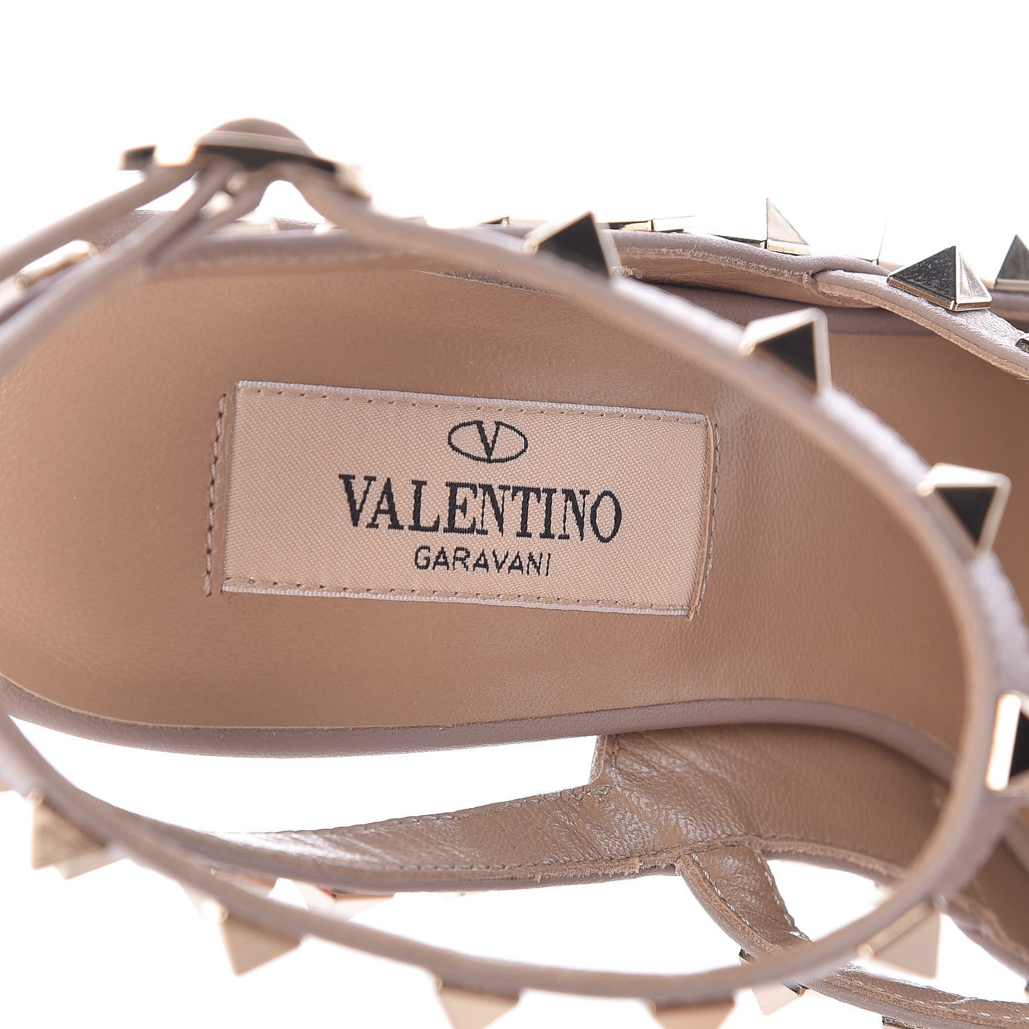 Valentino Garavani Patent Nappa Rockstud Ankle Strap 100mm Pumps 35.5 Perla Poudre 6 of 10