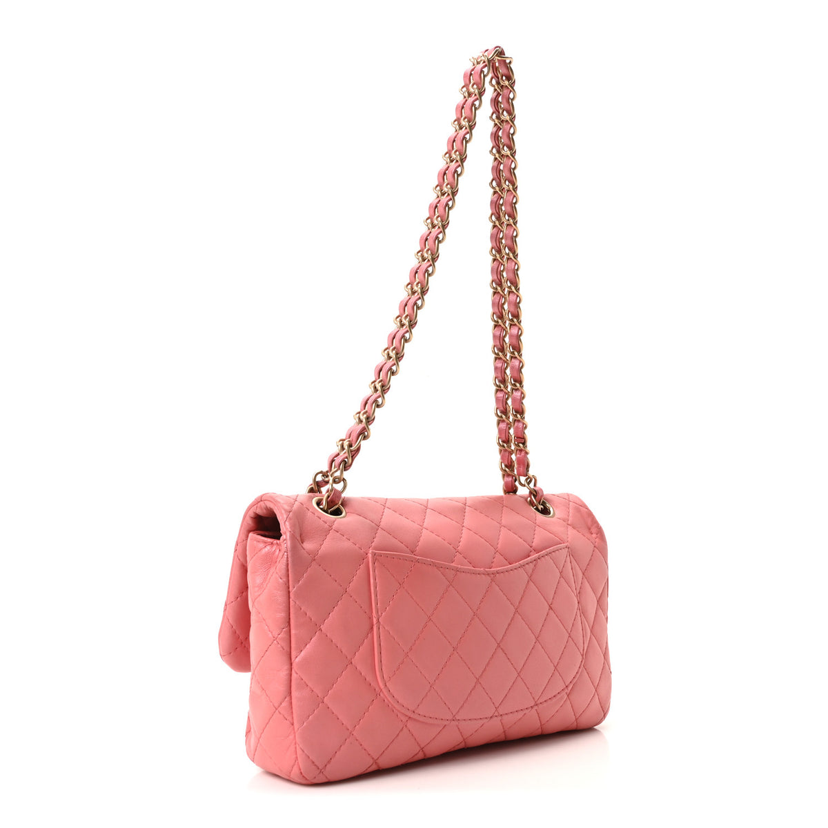 Metallic Lambskin Quilted Medium Precious Jewel Single Flap Pink