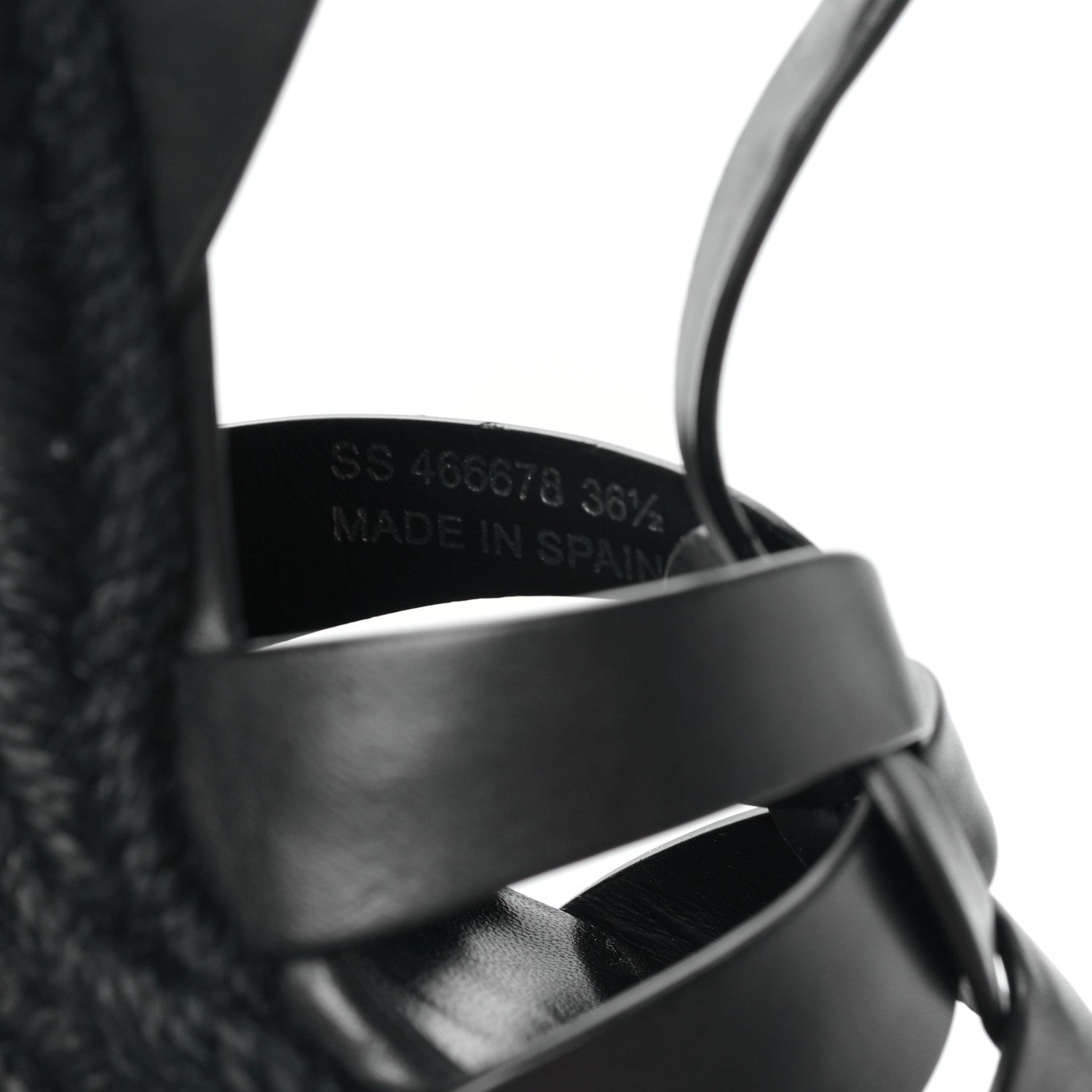 Saint Laurent Calfskin Tribute 95 Platform Espadrille Wedge Sandals 36.5 Black 8 of 8