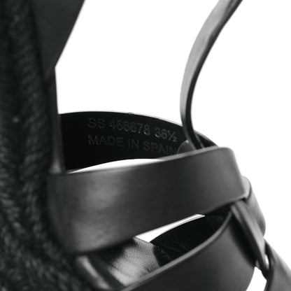 Saint Laurent Calfskin Tribute 95 Platform Espadrille Wedge Sandals 36.5 Black 8 of 8