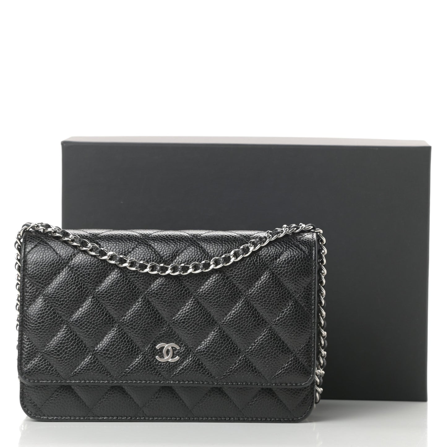 Caviar Quilted Wallet On Chain WOC Black
