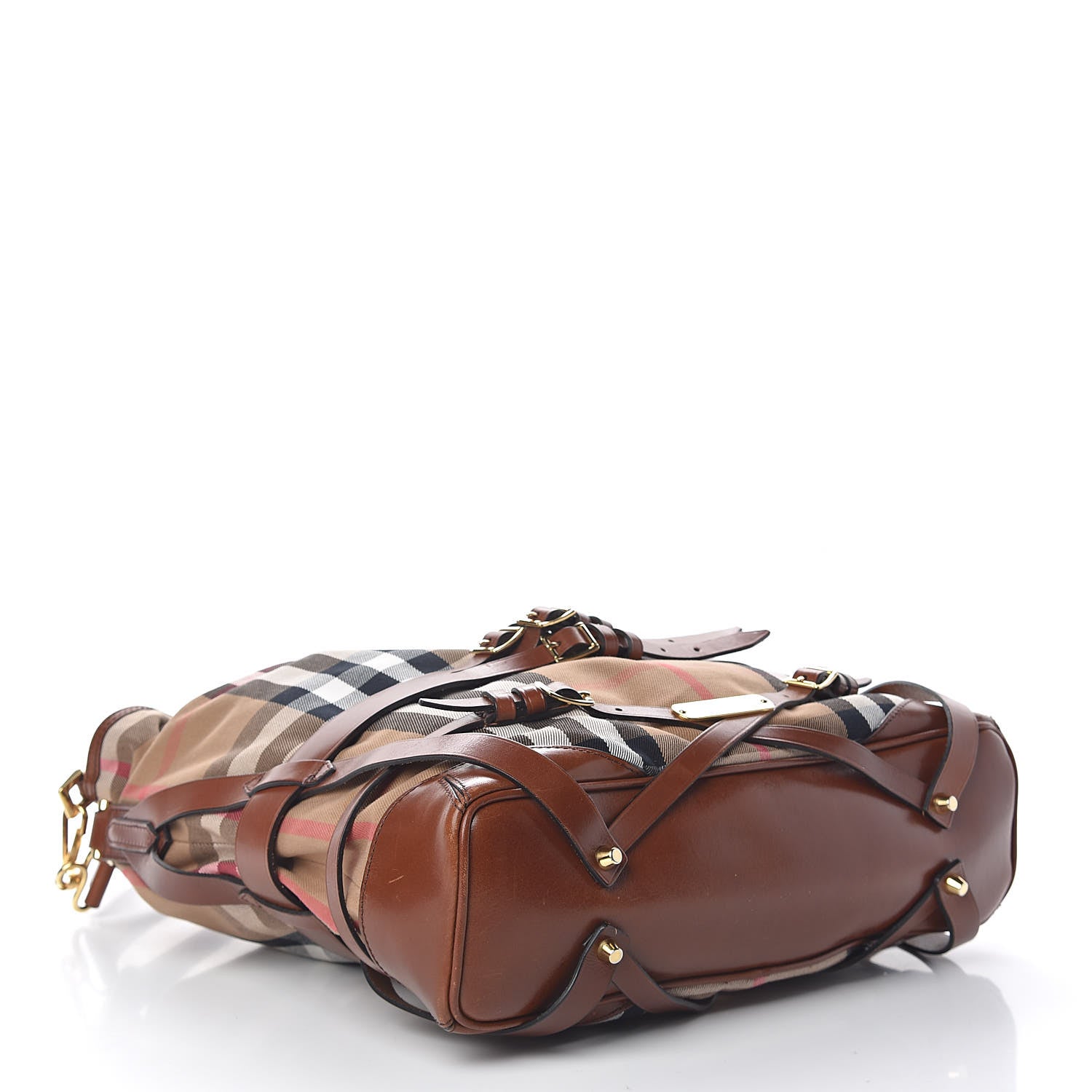 Burberry House Check Bridle Calfskin Medium Gosford Hobo Dark Tan 4 of 18