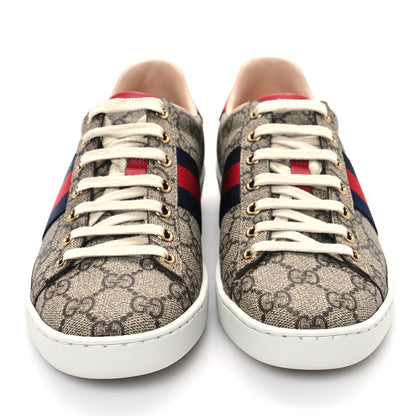Gucci GG Supreme Monogram Womens Ace Low-Top Sneaker 35.5 Beige 3 of 10