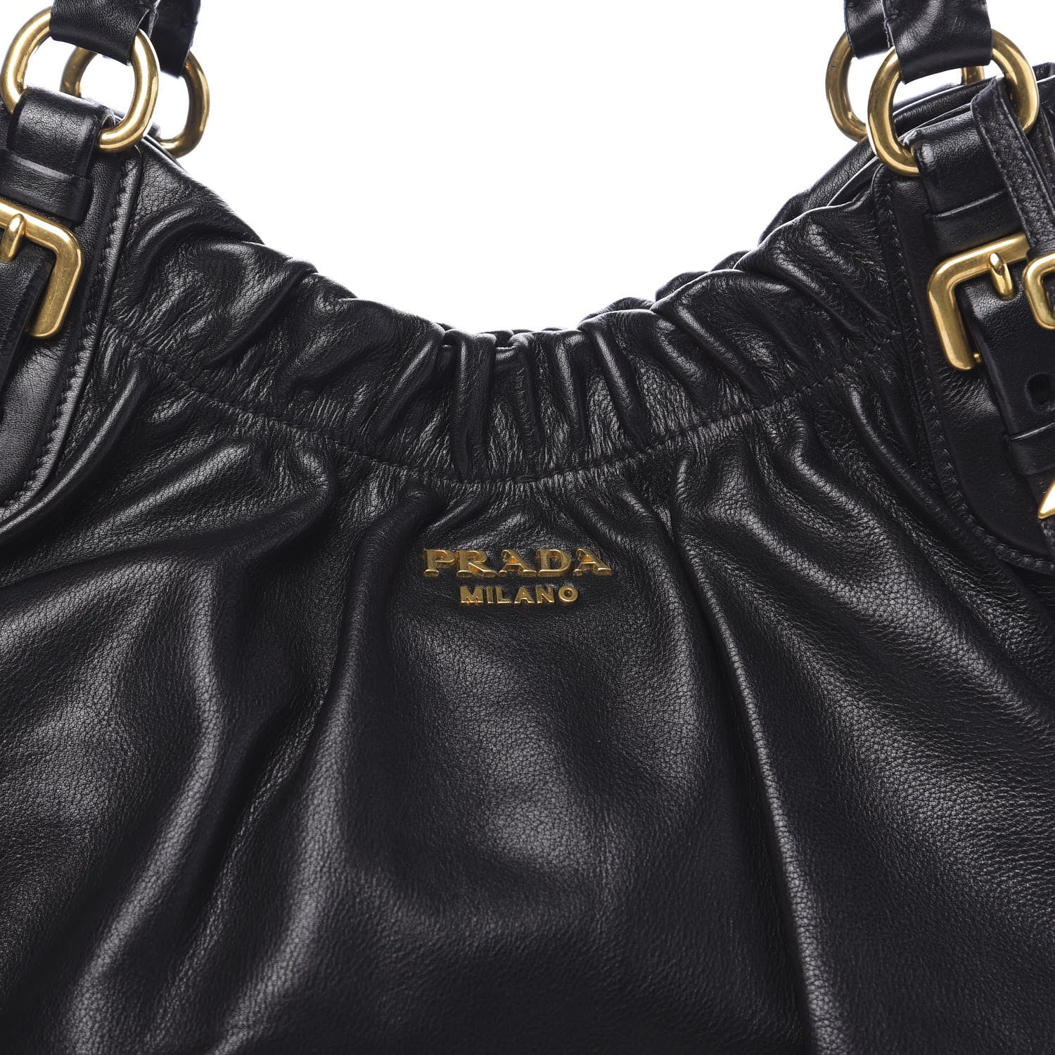 Prada Soft Calfskin Pleated Hobo Black 9 of 9