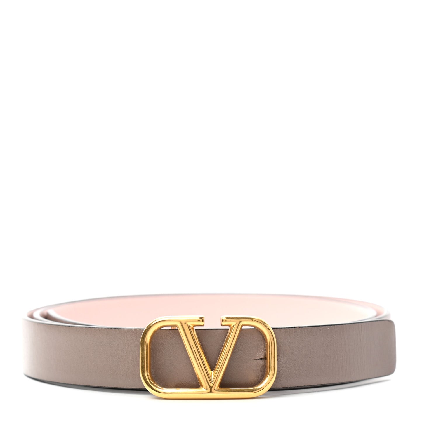 Glossy Calfskin VLogo Reversible Belt 80 32 Poudre Pink