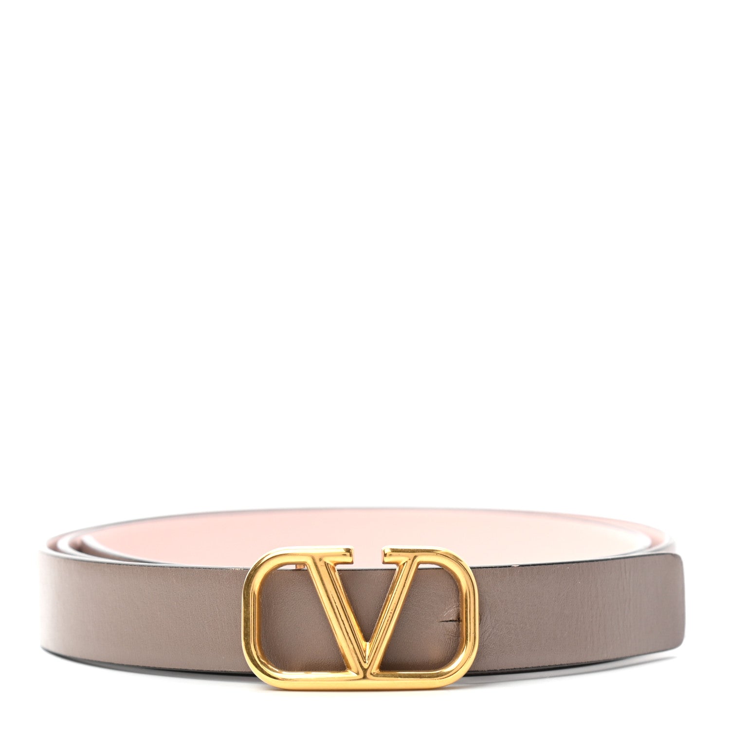 Valentino Garavani Glossy Calfskin VLogo Reversible Belt 80 32 Poudre Pink 1 of 6