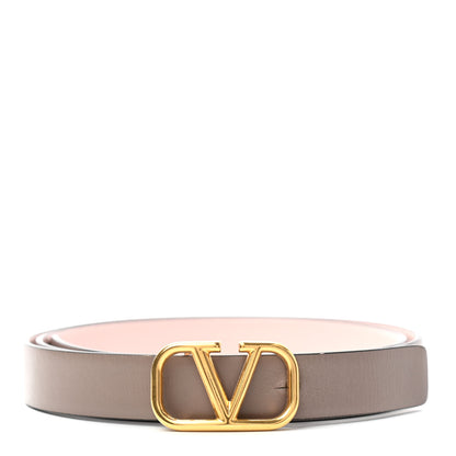 Valentino Garavani Glossy Calfskin VLogo Reversible Belt 80 32 Poudre Pink 1 of 6